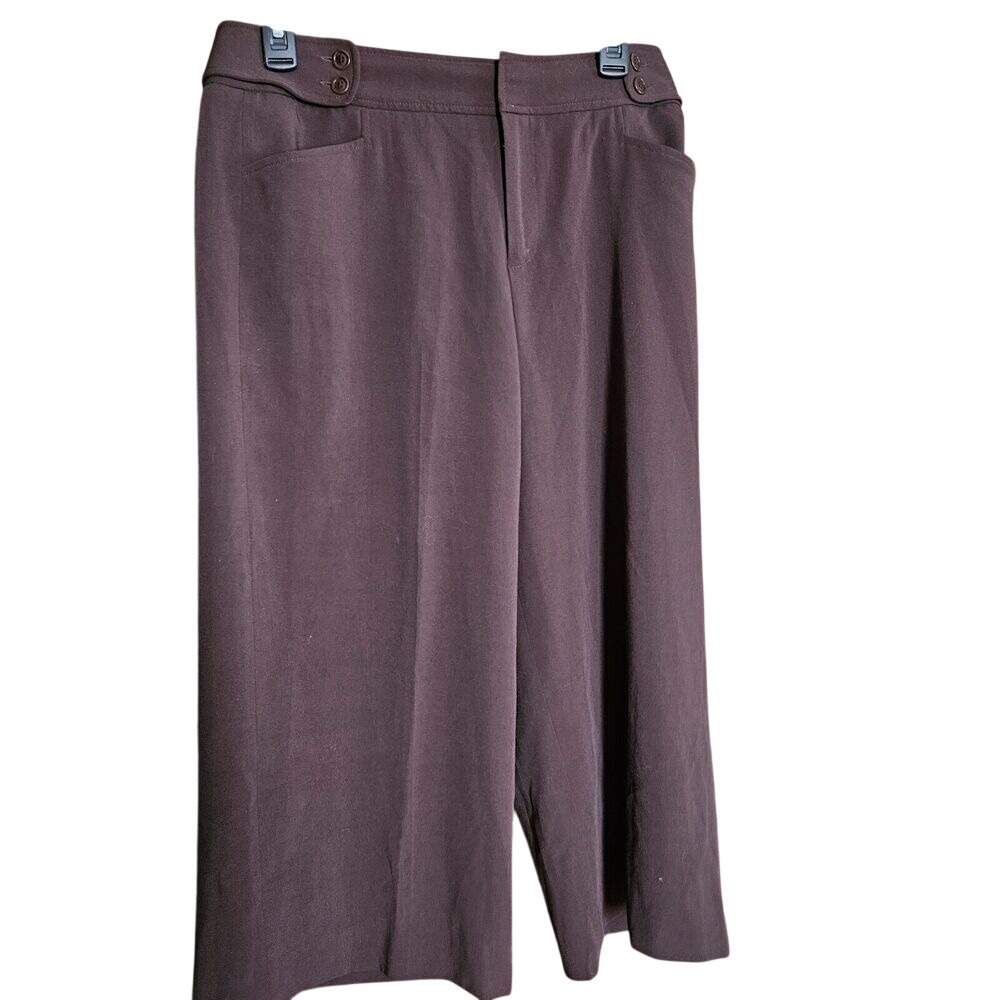 Nine West Pants Womens 6 Separates Brown Wide Leg Button Waist Trousers New